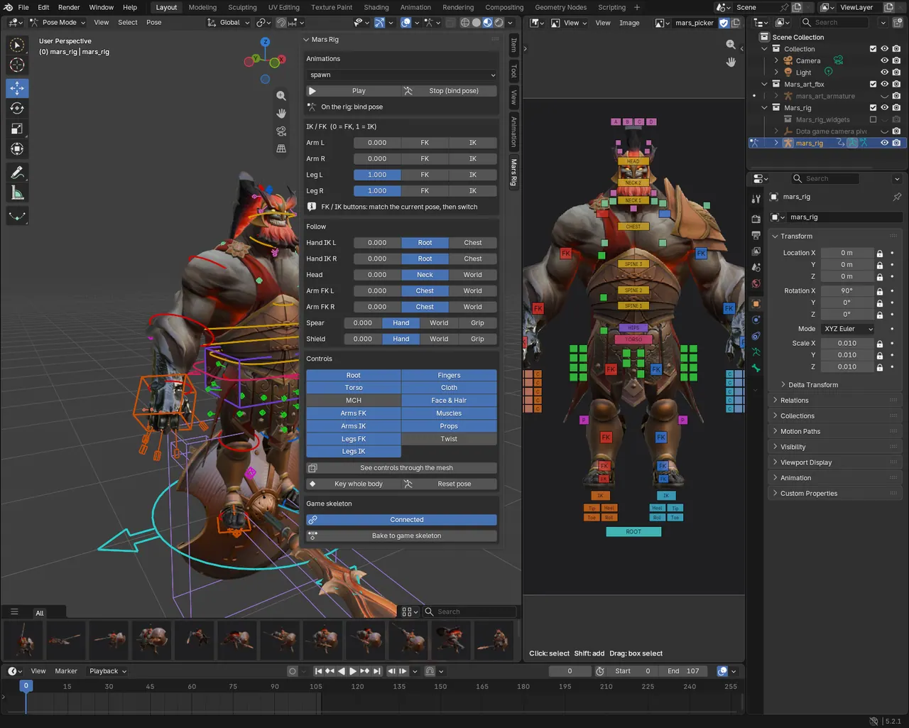 The workspace: 3D view, picture picker and the Mars Rig tab