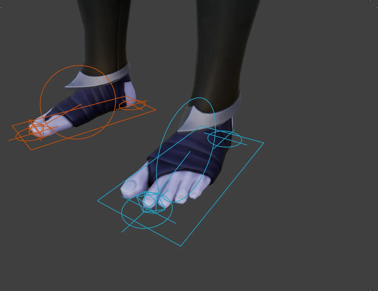 Reverse foot: heel, tip, roll and toe