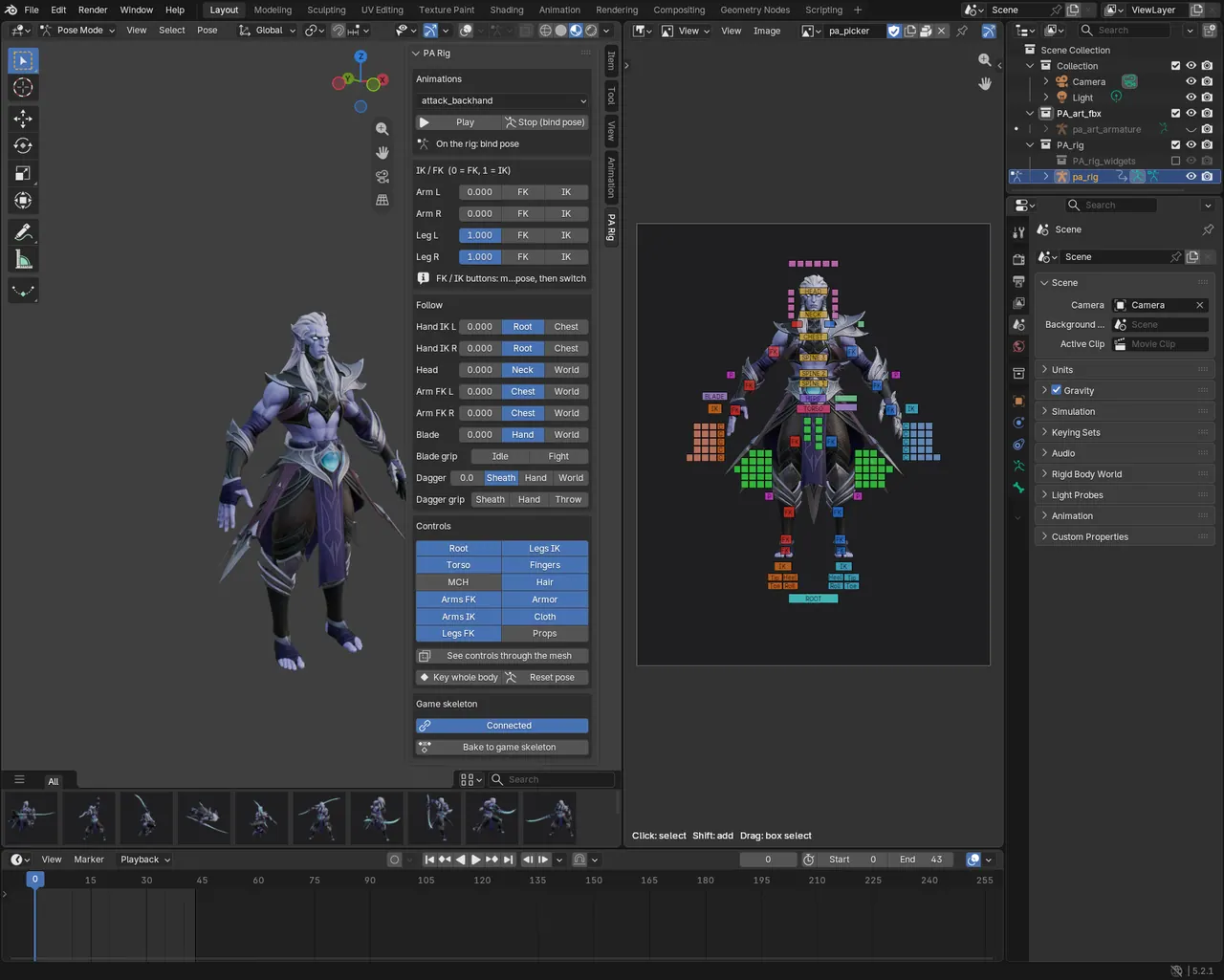 The workspace: 3D view, picture picker and the rig tab