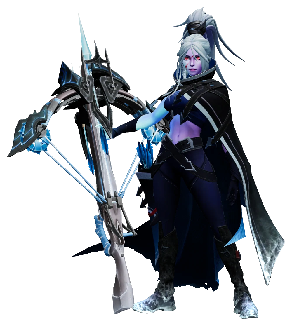 Rinya with her crossbow, in the loadout pose of the game's hero select